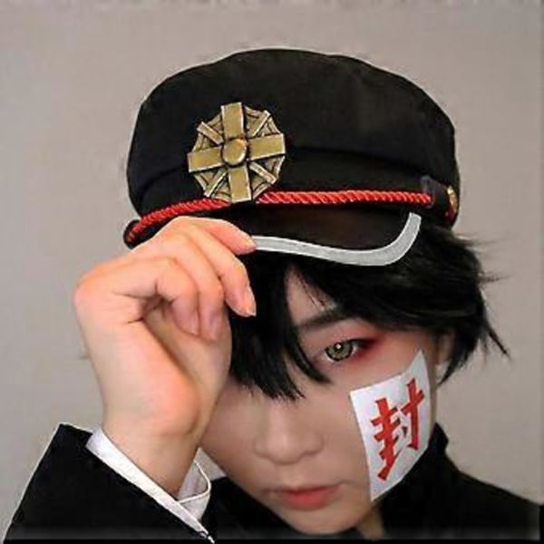 Svart Toilet-bound Hanako-kun Hatt Yugi Amane Basker Cosplay Badge Keps Tillbehör Halloween Party Rollspelsrekvisita