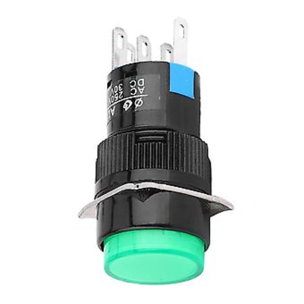 5 st Tryckknappsbrytare Rund med 24V Lampa för Automationsutrustning Grön/Röd LA16‑11DZ AL6‑A
