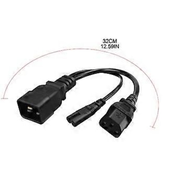 30 cm IEC320 C20 - IEC320 C7+C13 Naaras AC-virtajohdon jatkokaapelisovitin
