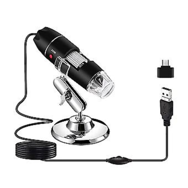 3-in-1 USB-mikroskooppi 1600x Magnificat 8 LED Kannettava mikroskooppi Mini Scope Type-C Conv -liittimellä