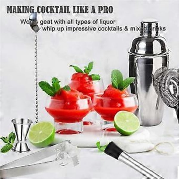 14-delt Cocktail Shakersæt Bartender Kit - Barværktøj i rustfrit stål til DIY Bartending Cocktailtilbehør