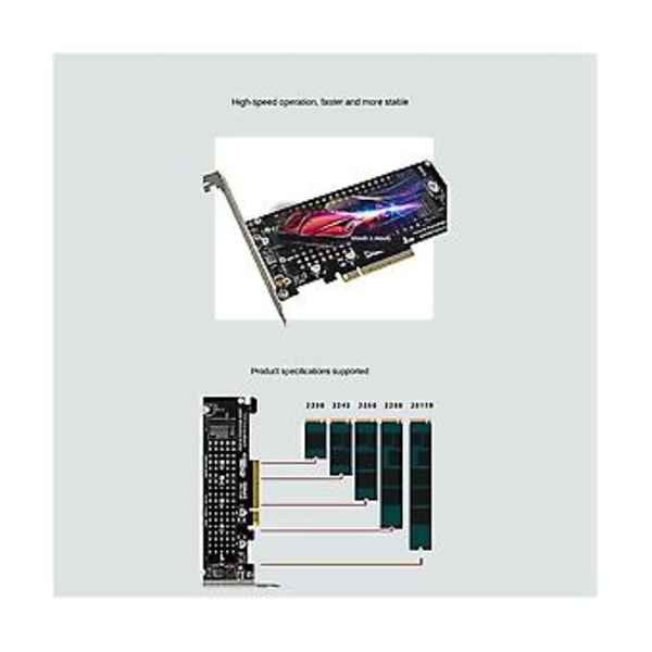 PCI-e X8 Dubbel Disk NVMe M.2 M Nyckel SSD Expans Adapter Dubbel NVMe PCI-e X