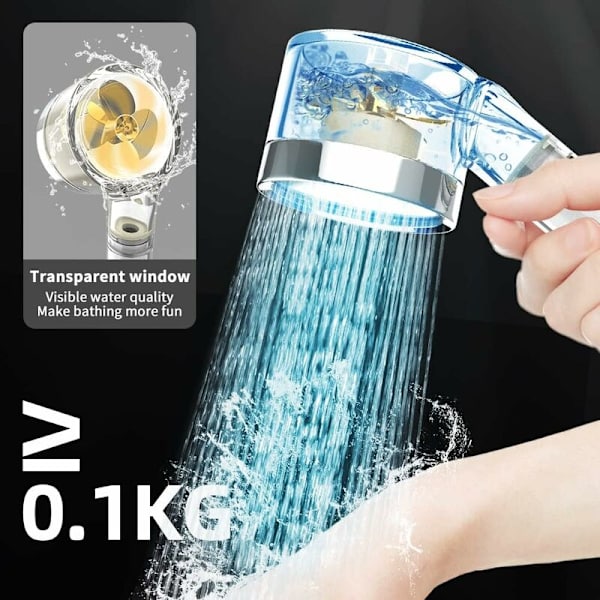 LED-duschhuvud, 3 färglägen, handdusch med temperaturförändring, propellerduschhuvud, högt tryck, vattenbesparande handdusch med PP
