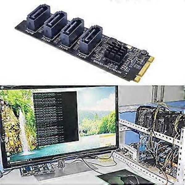 M.2 KEY-M NVME PCI-E - 4 Port SATA3.0 Laajennus Kovalevy HDD SSD Adapteri Lisäkortit Ajurivapaa JMB582