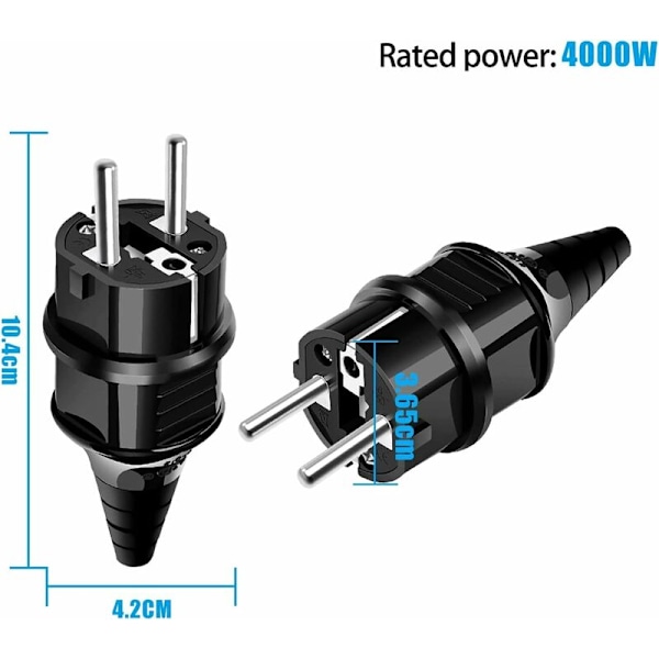 Schuko-pistoke, jossa taivutussarja [4 kpl], 4 x kumimaadoituspistoketta (250 V/16 A) + 1 x ruuvimeisseli, ulkopistorasia, IP44-vedenkestävä m