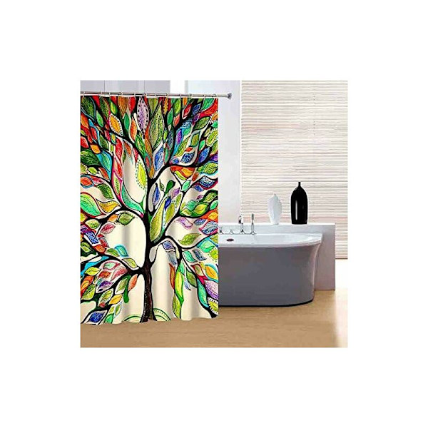 Färgglad Duschdraperi 3D Extra Lång Vattentät Förtjockad Badrumsdekor Set med Krokar 180 x 180 cm