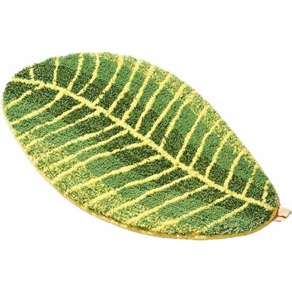Badrumsmatta Mjuk Plysch - Bladform Halkskydd Vattenabsorption Golvmattor för Sovrum Kök Bad Dörr 45 X 75cm