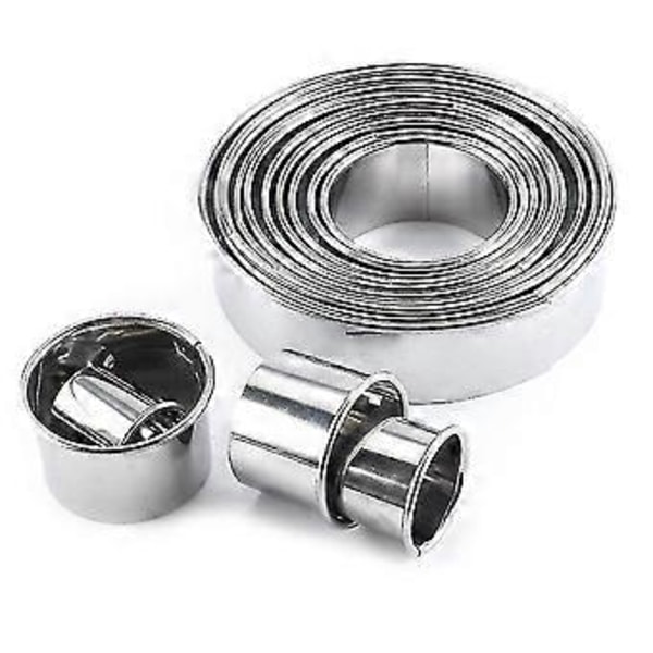 14 stk. Mousse Ring i Rustfritt Stål Rundt Kakeformer Sett Dumpling Wrappers Kutter