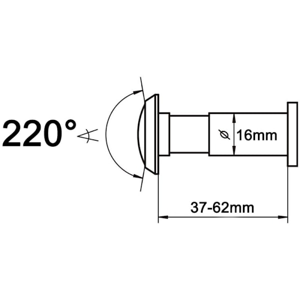 Vidvinkel kikkhull, kikkhullviser, solid messingkropp og HD-glasslinse vidvinkel, 220 graders visningsvinkel, boring Ø 16/28 mm