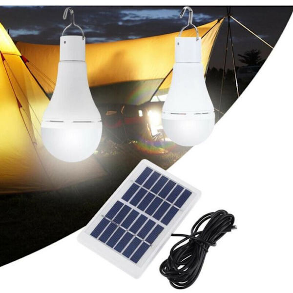 Vanntett solcelled LED-lyspære med fjernkontroll og timer utendørs hagelys for fotturer