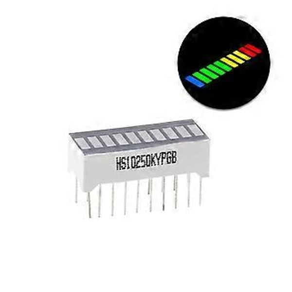 10 Segment LED Bargraph Lysdisplay Rød Gul Grøn Blå