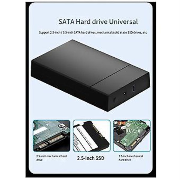 USB 3.0 Mobil Hårddiskbox 3.5 Tum SATA Seriell Port USB3.0 Hårddiskbox Dator Notebook Portabel Hårddisk EU-kontakt