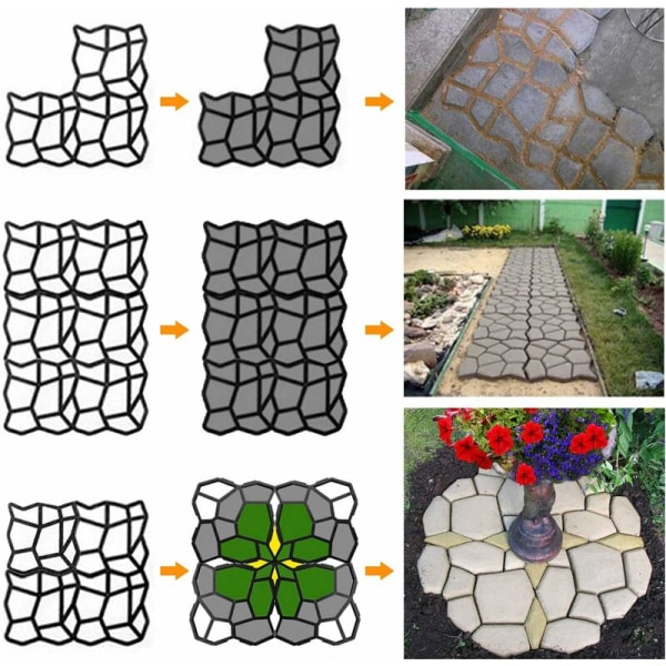 Betonform til fortov, formplader, forskalling, plastforme til betonplader til haven 42,5 x 42,5 x 4 cm