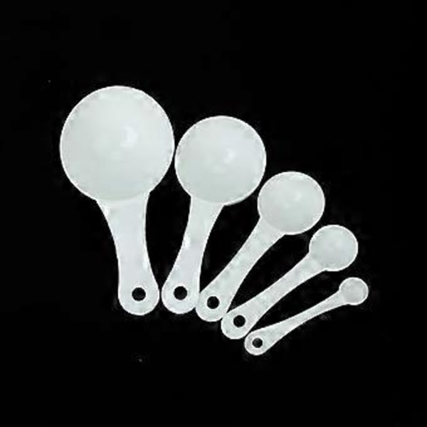Parti 5 st 100ml / 50ml / 15ml / 5ml / 1ml Dosering Skedar Mätning Plast.