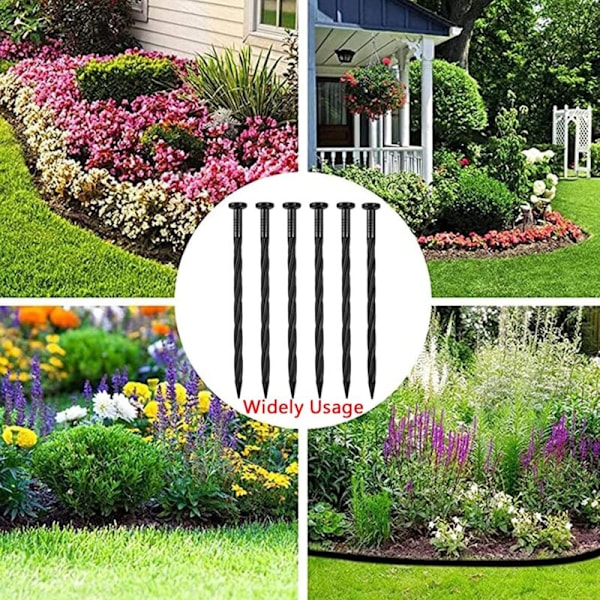Nurmikon reunauksen naulat, tomaattikeppi, 25 kpl muoviset puutarhan ankkurit Tent Ground Nail Spiral Garden Stakes keinotekoiselle nurmikon reunakivetykselle (8 tuumaa 2