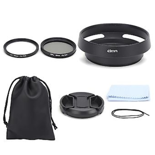 6 i 1 Kamera UV CPL Linse Filter Kit Linse Dæksel Blomst Linse Solblænde med Taske til Kamera Linse 49mm