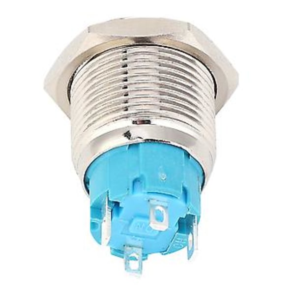 2 kpl 12~24VDC Painonappikytkin 16mm Itselukittuva Metallinen Painonappikytkin Valolla Valkoinen