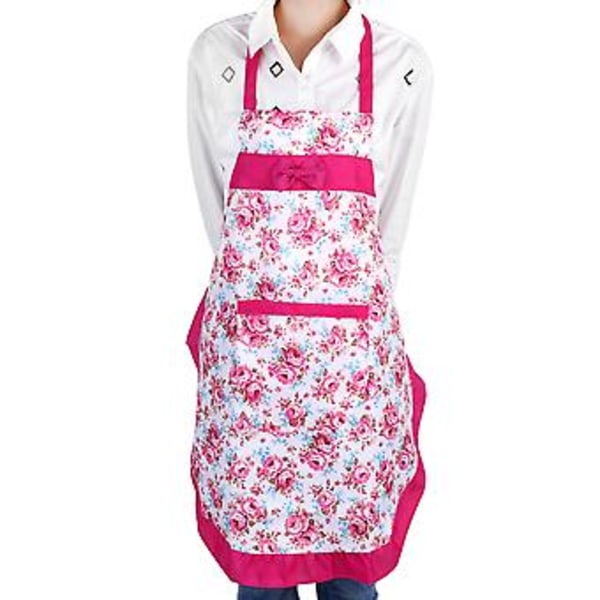 Dam Hem Kök Kock Bib Rosblomma Stil Rosett Ficka Spets Förkläde Klänning X