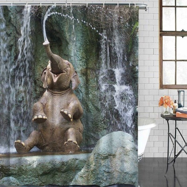 Bruseforhæng 3D Kunsttryk Badeværelse Bruseforhæng Polyesterstof Vandtætte Badeforhæng Badeværelse Vandafvisende Bruseforhæng (180