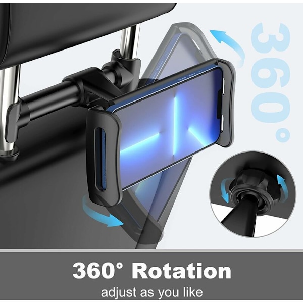 Bilens bagsædeholder, mobiltelefonholder, biltablet, justerbar holder til 4-11 tommer tablets/telefoner, iPad Air, Samsung Tabs