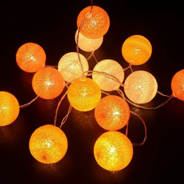 1m Fe-lyskæde med 10 farverige LED-kugler - Batteridrevet, ideel til jul eller bryllup Orange farver