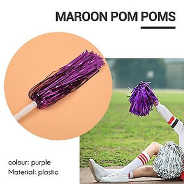 24 stk. Cheerleading Pom Poms Metallisk Folie Cheer Pom Poms med Plasthåndtak for Voksne Barn Cheerl