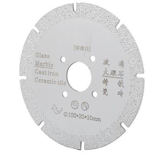 Hårdlödd Diamant Sågklinga Marmor Kapskiva Polering Slipskiva Hårdvaruverktyg Silver 100x20x10mm