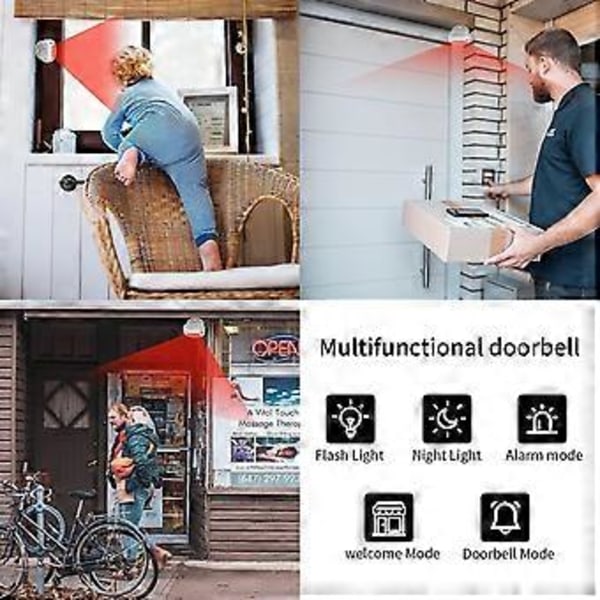 Trådlös dörrklocka, rörelsesensor dörrklocka, butik Välkomstsummer Monitor med PIR-detektor (hs)