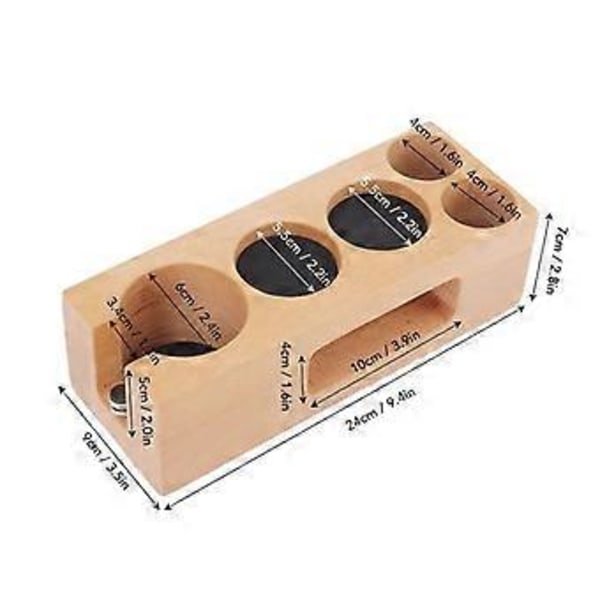 Espresso Tampperiaseman pidike, 5-reikäinen liukumaton puinen espresso tampperimattojalusta, tampperiasema puupohjalla ja matolla