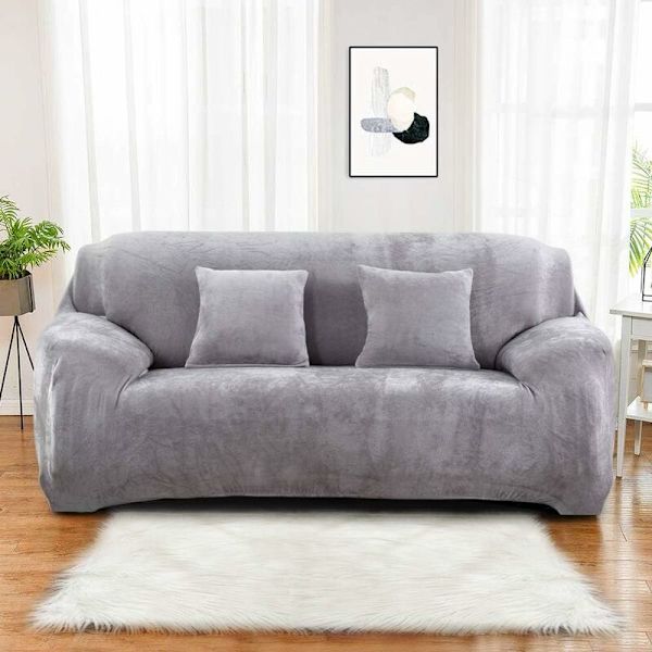 Sofaovertræk 1 2 3 4 sæder (pude ikke inkluderet) Ensfarvet fløjlsbeskyttende betræk Nem at installere Strækbar elastisk stof Maskinvaskbar Sofa C