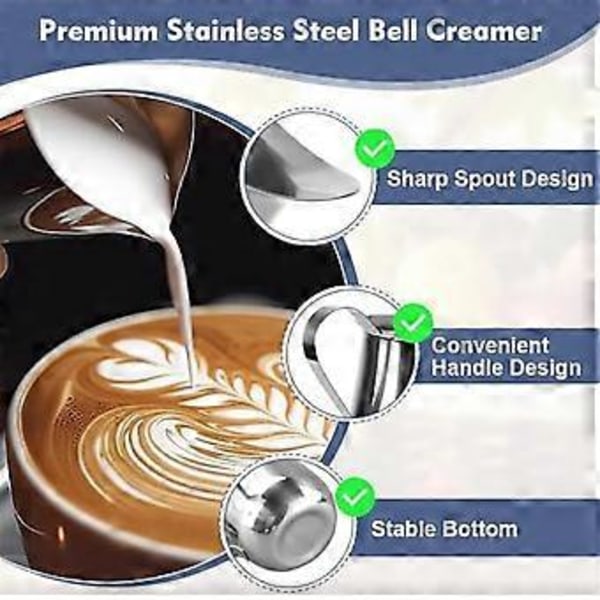 6 stk. Bell Flødekander 90 ml/3 oz Mini Flødekande Rustfrit Stål Mælkekande Kop Mini Kaffekande Mælkeskumningskande