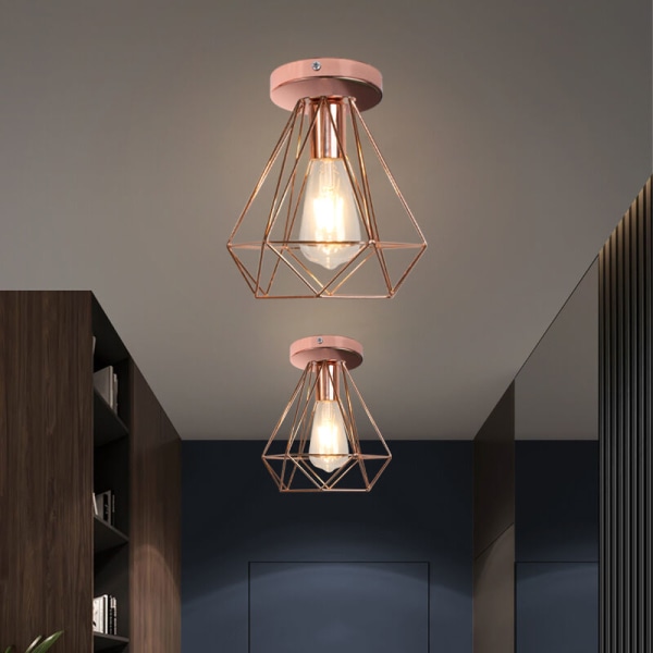 E27 Moderne taklampe innfelt taklampe Rose Gold taklampe Ø20CM 2 stk