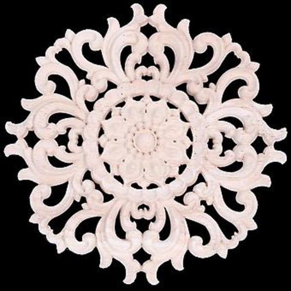 Massivt trä Snidad Lång Onlay Applikation Omålad Blomma Väggar Skåp Dörr Dekor Typ: 15cm Typ A
