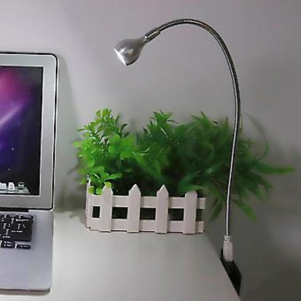 1W Pitkä Joustava Varsi Kannettava USB LED-valo Yölukuvalaisin (Hopea Puhtaan Valkoinen)