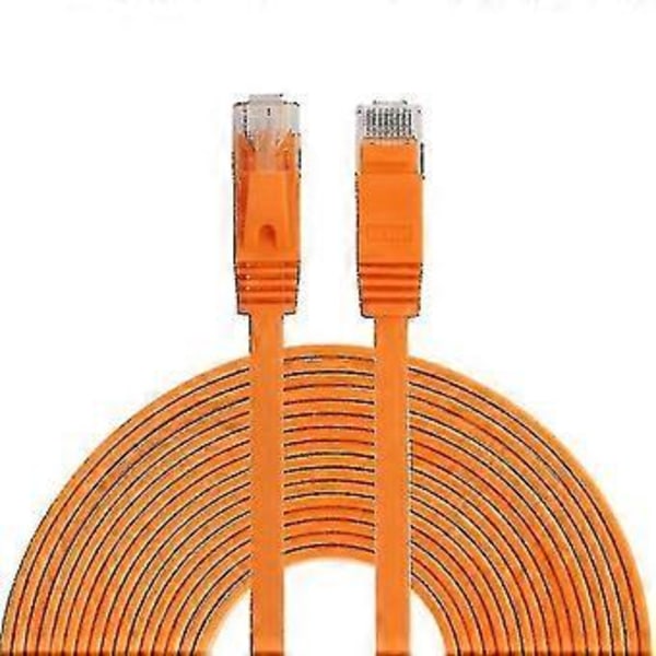 10M Cat6 Ultratynn Flat Ethernet Nettverks LAN-kabel, Patch Lead Rj45 (Oransje)