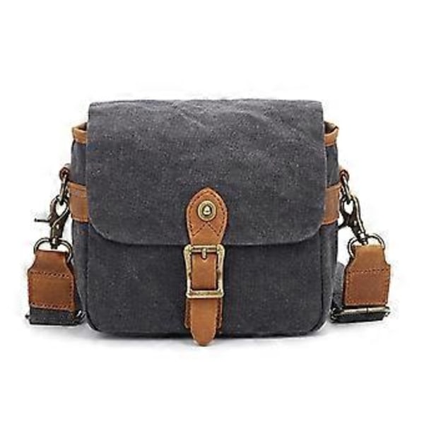 Canvas SLR Kameraväska Mini Enkel Messenger Väskor Vattentät Slitstark Axel Fotografi Ryggsäckar Mörkgrå