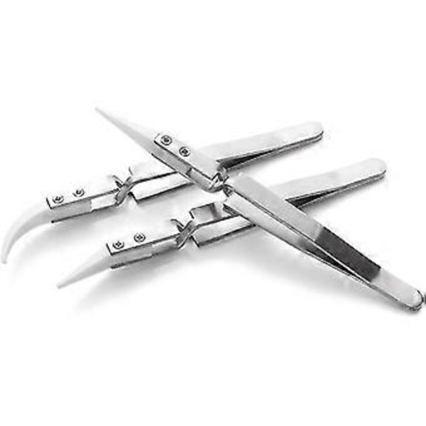 3-pack Antistatiska Keramiska Pincetter Inverterade Pincetter Precisions Värmebeständiga Pincetter