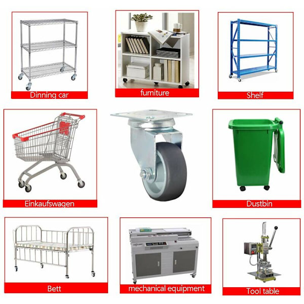 Slitstarka svängbara transporthjul i polypropen, 12 st, maxbelastning 50 kg per hjul, 50 mm