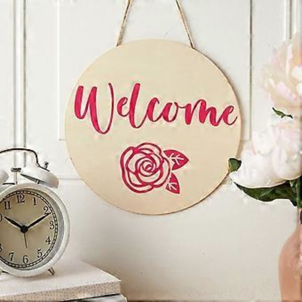 12,7 cm Obehandlade Träcirklar Runda Träbitar Tomma Runda Ornament Träutskärningar för DIY Hantverksprojekt, Dekoration