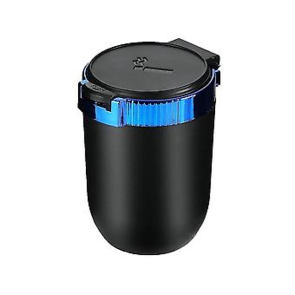 Auton tuhkakuppi kannella Kannettava tuhkakuppi Mini auton roskakori LED-valolla Ou:lle