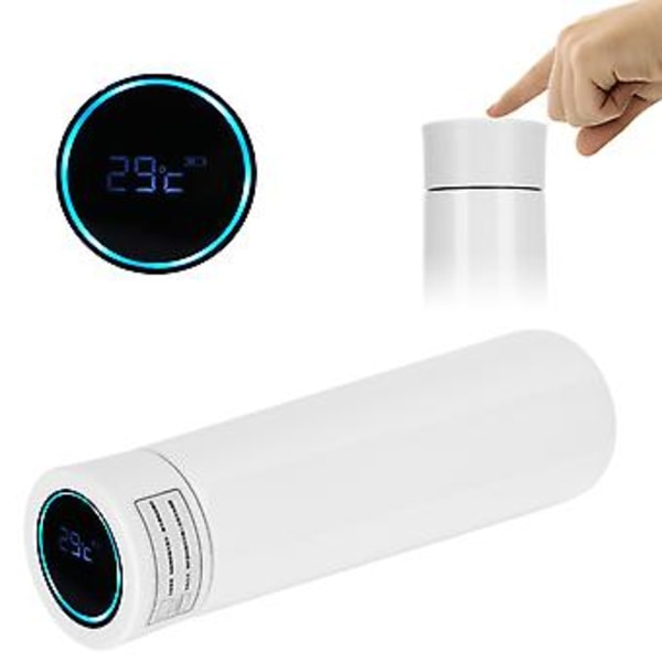 Temperaturdisplay Vakuummugg, 360ml Vit Vakuumvattenflaska Intelligent Vattenflaska Användarvänlig Design
