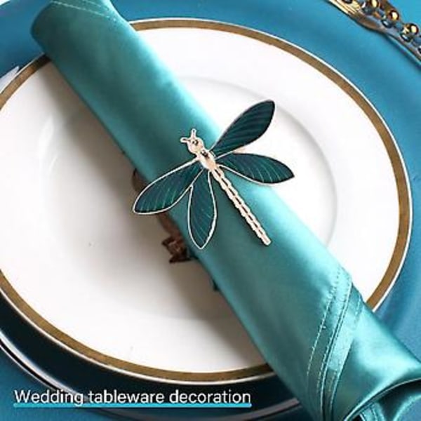 6 stk. Dragonfly Servietring, servietring til bryllup, spisebord, fest, daglig brug, jul, taksigelse