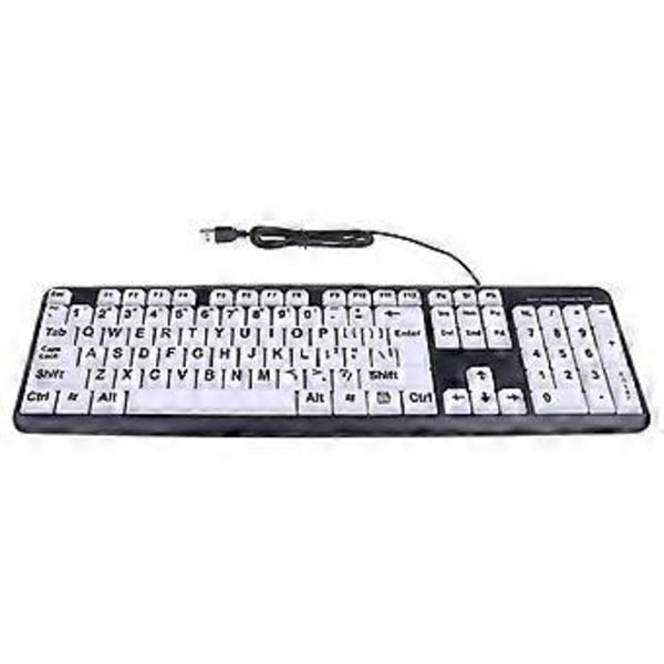 USB Kablet PC Datamaskin Spill Tastatur Høy Kontrast Stor Skrift Hvite Taster