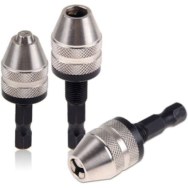 Nyckelfri Mini 3-backs Drillchuck Skruvmejsel Adapter Med Snabbväxling 1/4\" Hex