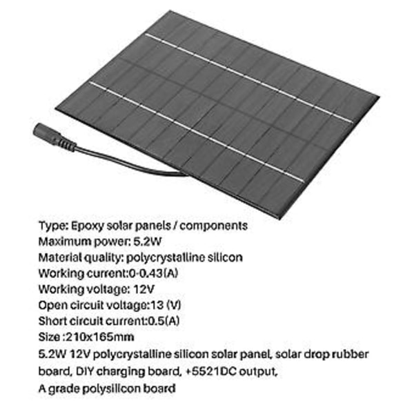 12V 5.2W Mini aurinkopaneeli, aurinkokennot
