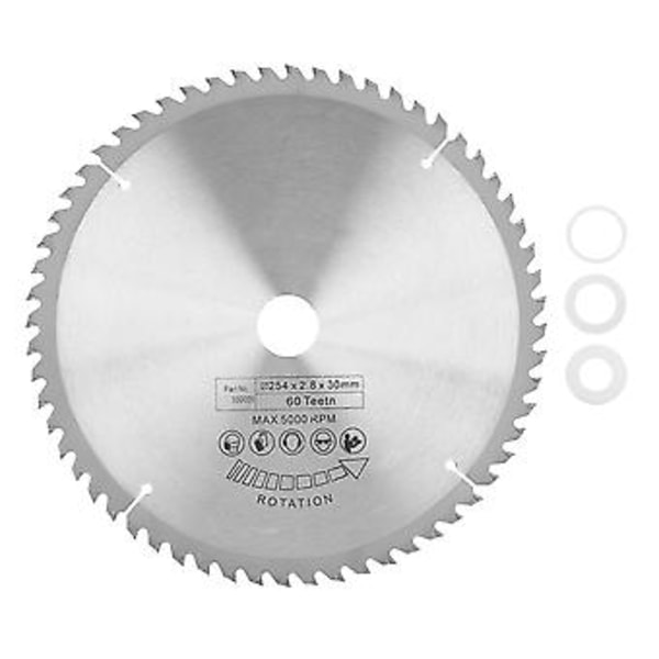 Hårdmetall Cirkelsågblad TCT Skärskiva för Metall Trä Plast 254*30mm 60 Tänder