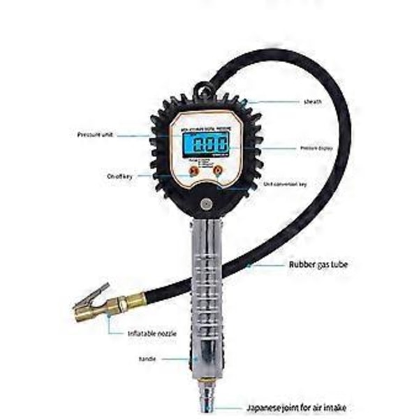 Digital däcktrycksmätare med display Högprecisionsövervakning Inflator Bilventil Universal reparationsverktyg -001