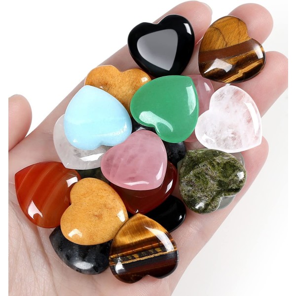 10 st Hjärtkristaller Formade Healing Crystal Palm Naturstenar Polerad Kärlek