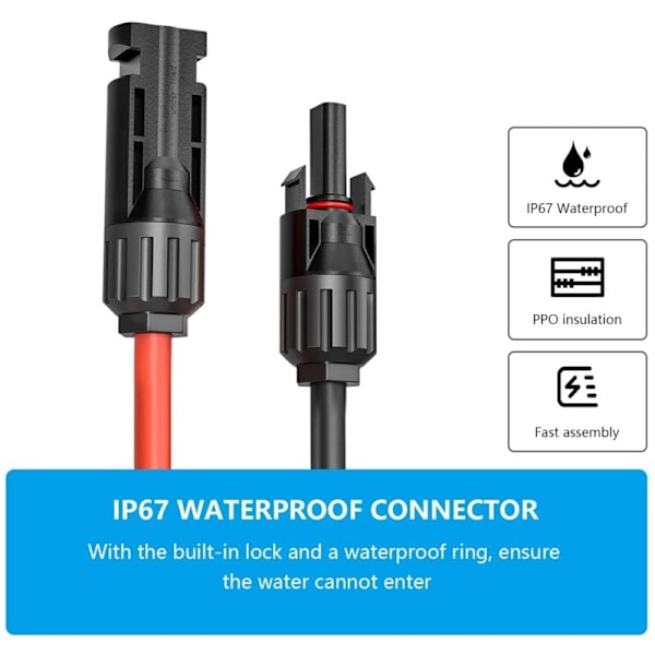 Solpanel förlängningskabel, 4mm² 1-20m, solförlängningskabel, fotovoltaisk förlängningskabel, med MC-4-kontakter, för solpaneler och energisystem