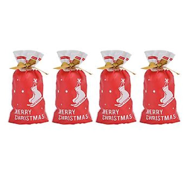 50 st Julklappspåsar Premium Plast Slitstark Vackert Mönster Unik Design Julgodispåsar för Fest Bröllop Julstövel